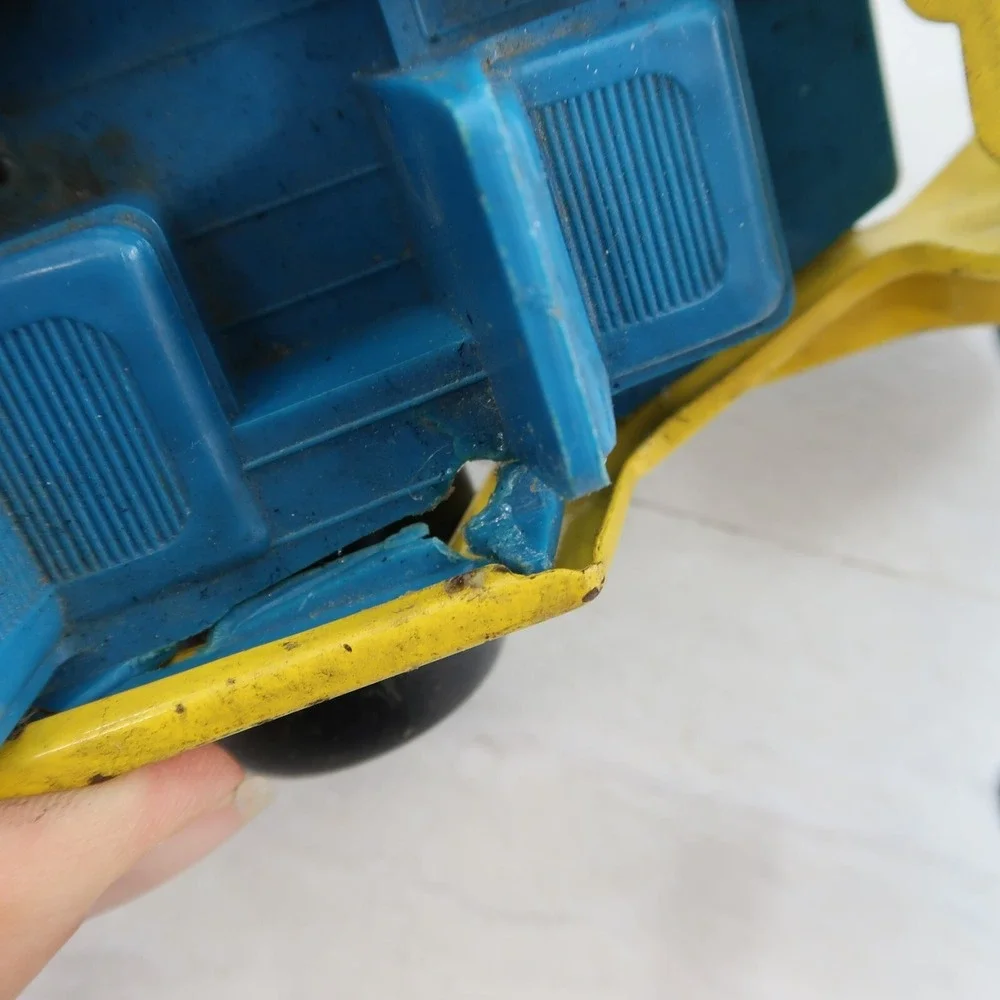 Buddy L Jeep Hauler Yellow & Blue With Trailer 2 Piece Set Vintage 1970s